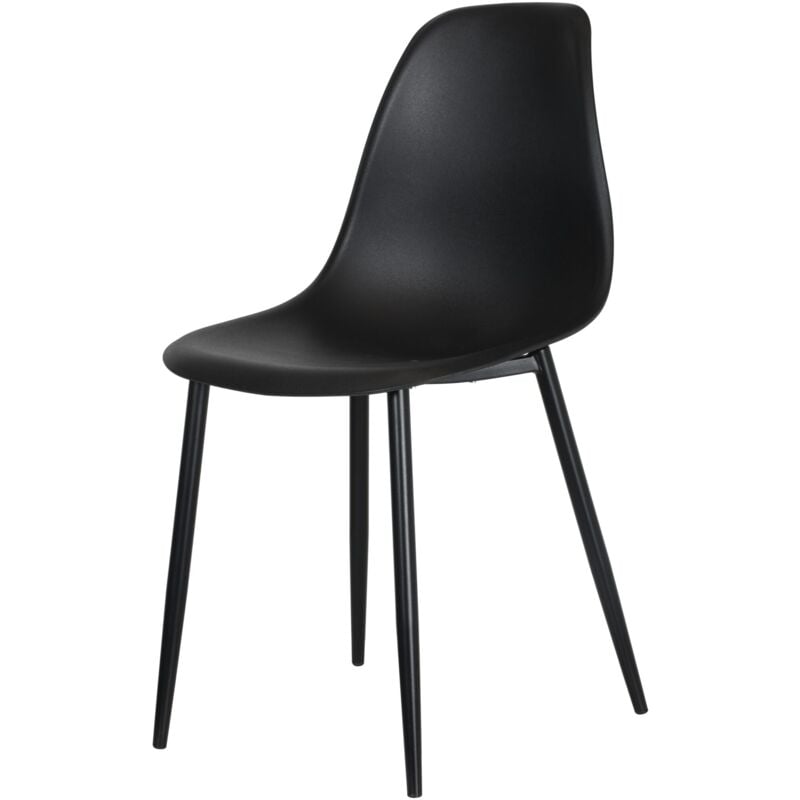 Image of Sedia in plastica nera 2x Curve Sedia con gambe in metallo nero - Nero