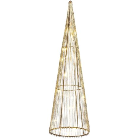 Cono color champagne con led a batteria per decorazioni natalizie -H - 50 cm