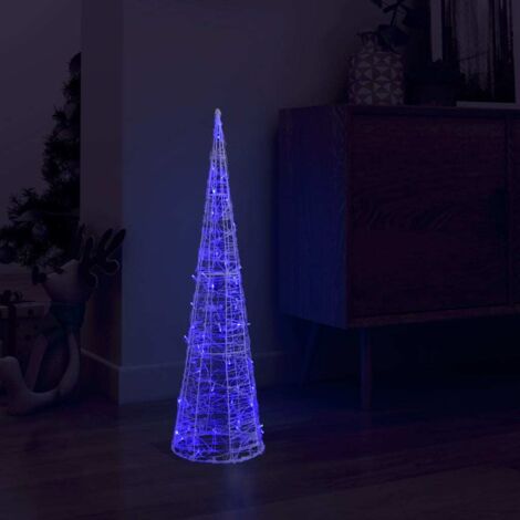 Cono de luz LED de pirámide decorativo acrílico azul 90 cm