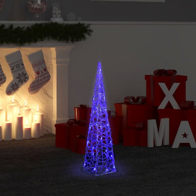 

Cono de luz LED decorativo acrílico azul 60 cm