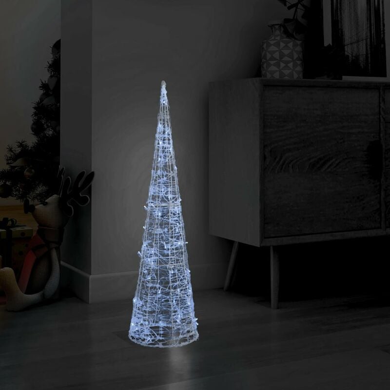 

Cono de luz LED pirámide decorativo acrílico blanco frío 90 cm