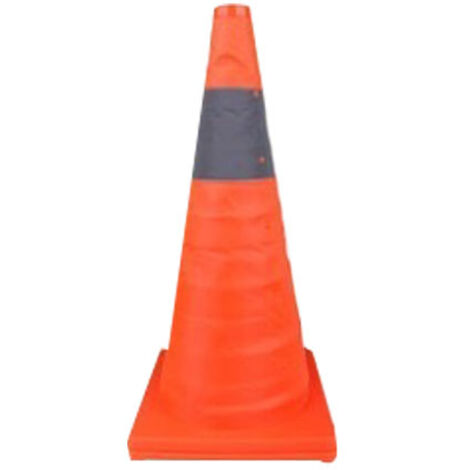 Cono de seguridad vial extensible con collar reflectante para aparcamiento y práctica de conducción.