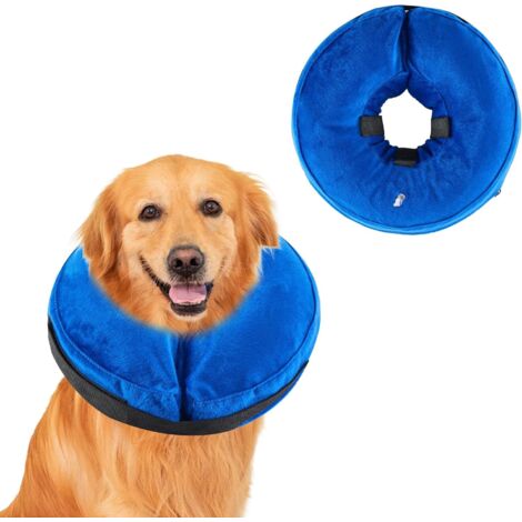Cono inflable para perros, collar de recuperación ajustable para gatos, collar protector contra lamidos y mordeduras después de una cirugía (azul, XL)