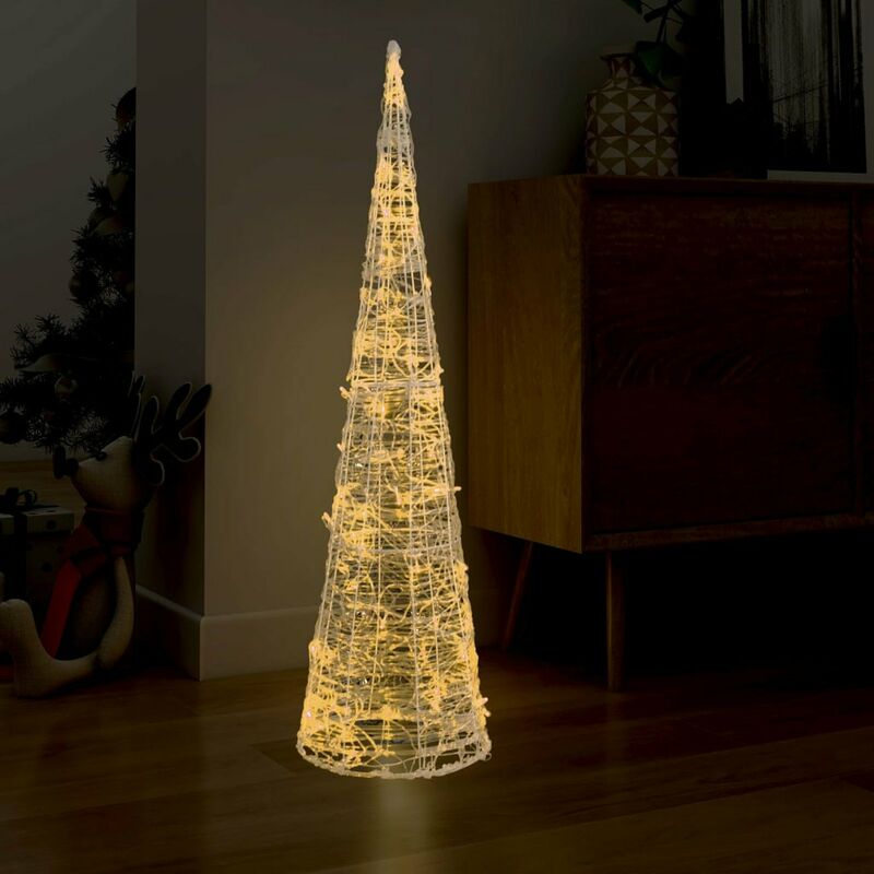 

Happyshopping - Cono luz LED piramide decorativo acrilico blanco calido 120 cm