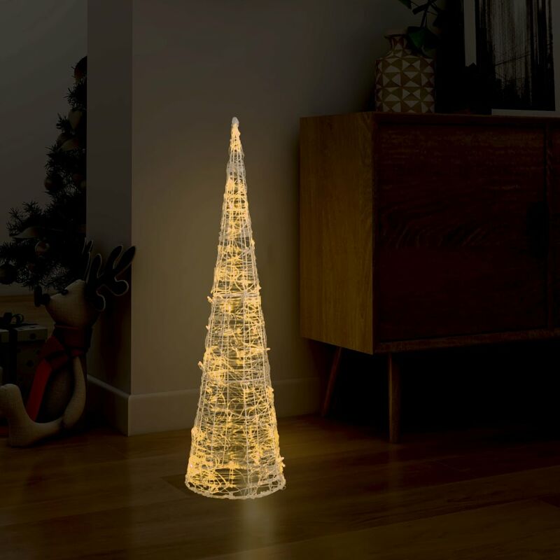 

Cono luz LED pirámide decorativo acrílico blanco cálido 90 cm