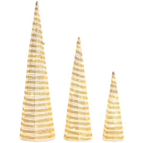 Cono Set 3 Led Ratan 20X20X80 Blanco