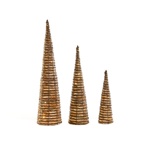 Cono Set 3 Led Ratan 20X20X80 Natural