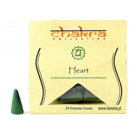 Conos de incienso CORAZÓN para el 4º chakra, 24 piezas, Canción de la India