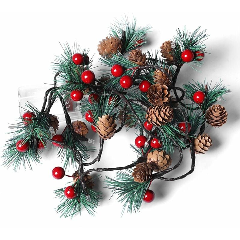 

Conos de pino Jingle Bell LED Luces navidenas, 6.56 pies con pilas, luces de hadas
