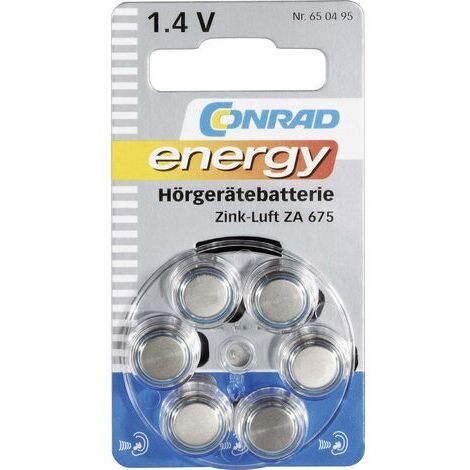 Conrad energy Knopfzelle ZA675 1.4 V 6 St. 630 mAh Zink-Luft