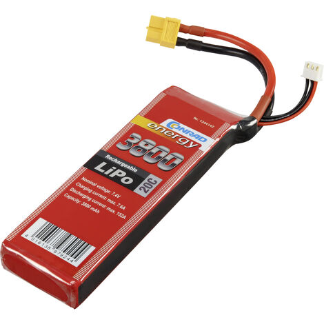 Conrad energy Modellbau-Akkupack (LiPo) 7.4 V 3800 mAh Zellen-Zahl: 2 20 C Softcase XT60