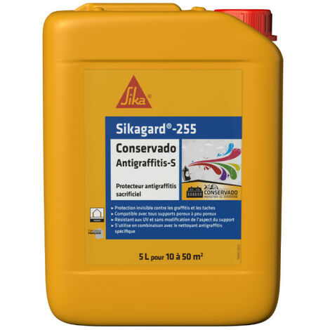 Conservado antigraffiti-S Sikagard-255 – Protecteur temporaire 5L – Pour béton, crépis et tuiles – Application facile au rouleau ou pulvérisateur