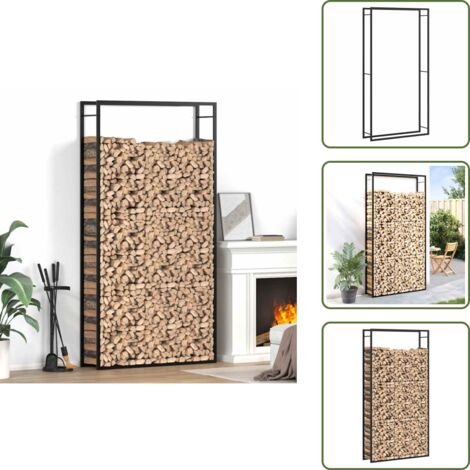 Conservazione legna - vidaXL Portalegna Nero Opaco 110x28x214 cm in Acciaio - Rastrelliera legno