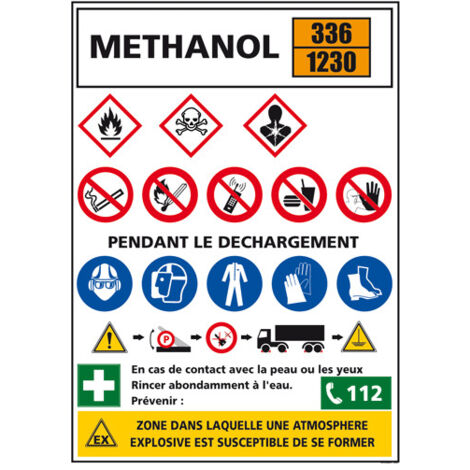 Consigne produits dangereux METHANOL (C1296) - Aluminium 2 mm - 210 x 300 mm