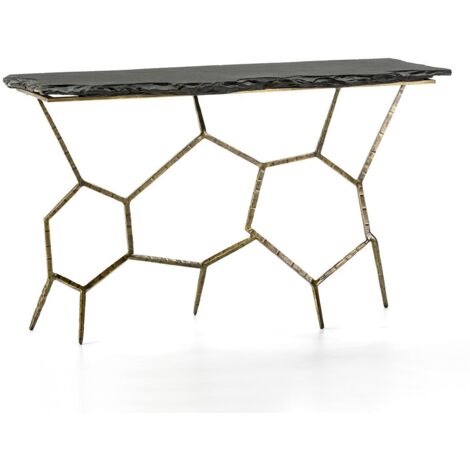 Consola 130X41X77 Piedra Negro/Hierro Forjado Dorado