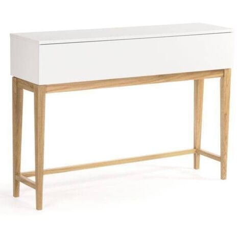 Consola blanca de roble 120x32x85 cm