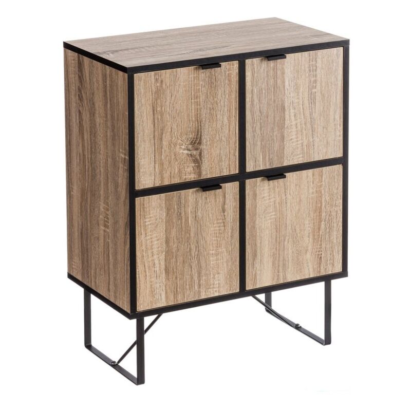 

Lolahome - Consola con 4 puertas industrial natural de madera y metal de 78x35x60 cm
