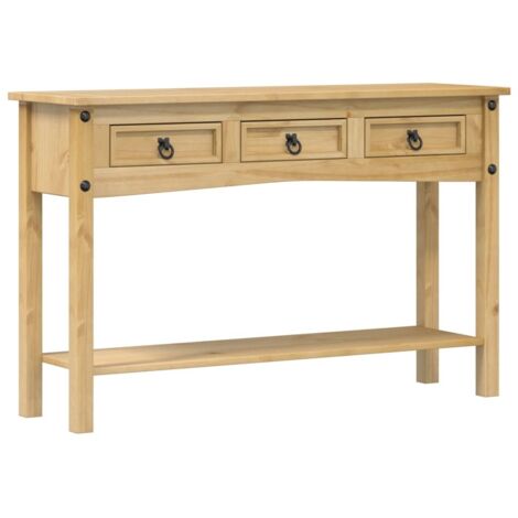 Consola con cajones, mueble de recibidor, 114 x 34,5 x 73 cm, madera maciza de pino DEC031969