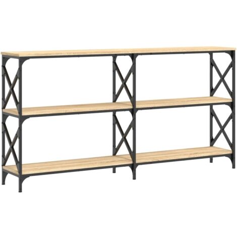 Consola con estantes diseño industrial 156 x 28 x 80,5 cm madera de ingeniería y metal color roble DEC031933