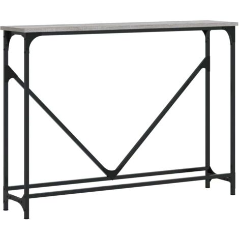 Consola de entrada estrecha de estilo industrial acabado gris hormigón y estructura de metal 102 × 22,5 cm DEC032210