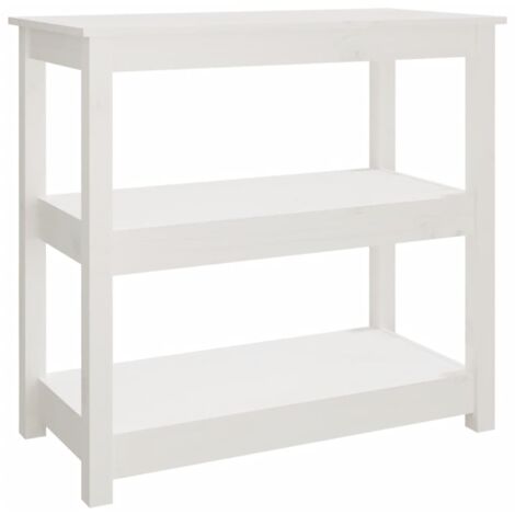 Consola de entrada, mesa auxiliar, mueble de salón con estantes, 80 x 40 x 74 cm, madera maciza de pino blanco DEC031719
