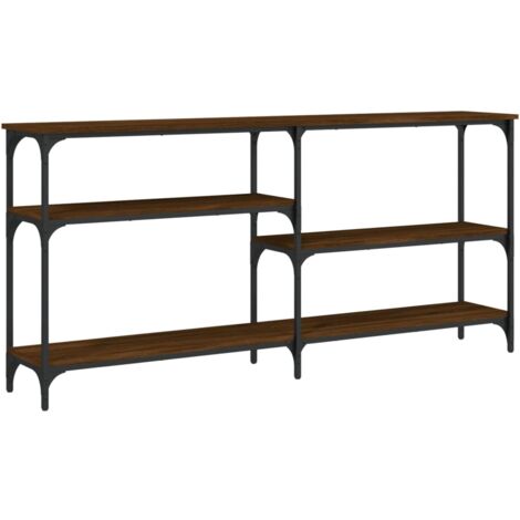 Consola de entrada moderna con estantes 160 x 29 x 75 cm madera contrachapada marrón y metal DEC031862