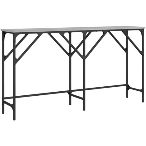 Consola de entrada moderna mesa auxiliar 140 x 29 x 75 cm madera contrachapada gris y metal DEC032216