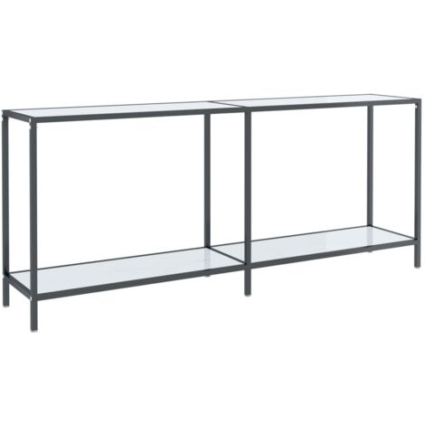 Consola de entrada moderna mesa auxiliar 180 x 35 x 75,5 cm cristal templado aspecto mármol blanco y acero DEC031704