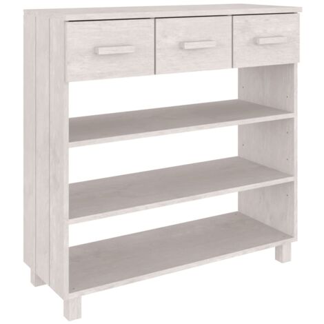 Consola de entrada moderna mesa auxiliar con cajones 90 x 35 x 90 cm madera maciza de pino blanco DEC032020