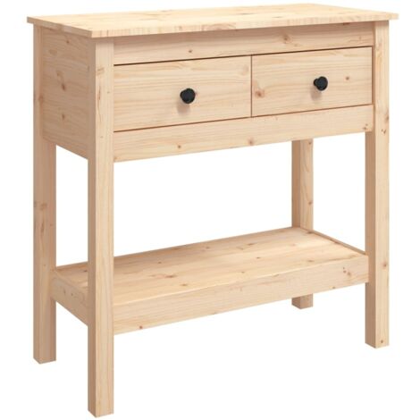 Consola de entrada mueble salón con cajones 75 x 35 x 75 cm en madera maciza de pino DEC031570