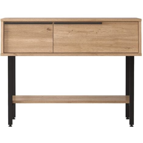 MOBILI REBECCA Consola de entrada Rebecca Mobili Hinoki 76x100x29,5 Tablero de partículas Hierro Roble Claro Gris