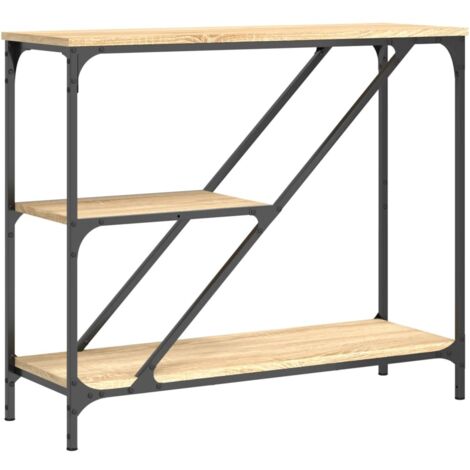 Consola de estilo industrial con estantes 88,5 x 30 x 75 cm madera de ingeniería y metal color roble DEC031964