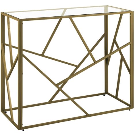 Consola de metal dorado tablero de cristal 85 x 100 x 40 cm moderno glamuroso contemporáneo Orland