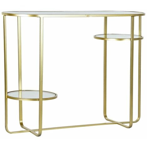 consola metal dorada baldas cristal 130x30x80 cm