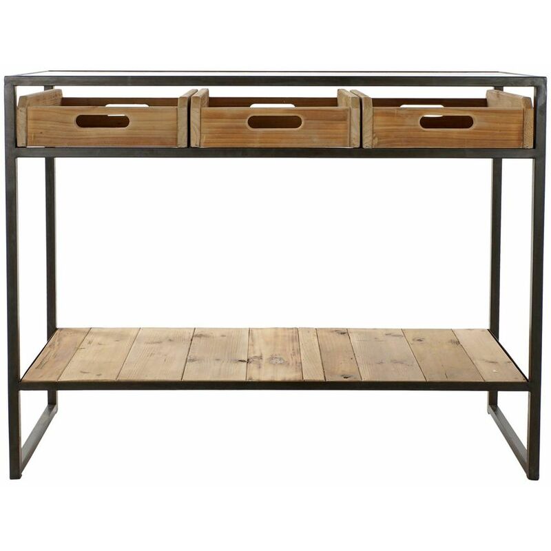 

Consola DKD Home Decor Marrón Negro Madera Metal Cristal (100 x 38 x 80 cm)