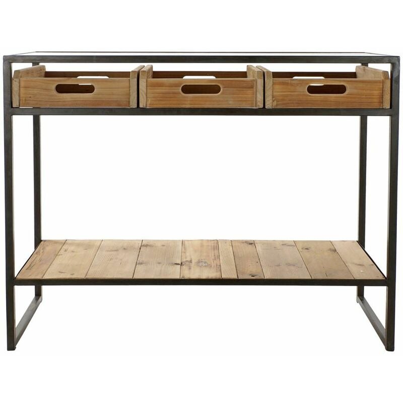 

Consola DKD Home Decor Marrón Negro Madera Metal Cristal (100 x 38 x 80 cm)