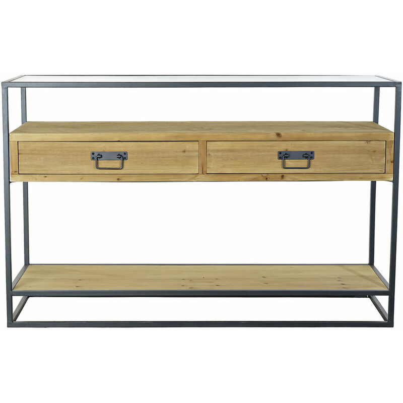 

Consola DKD Home Decor Negro Metal Cristal Abeto Marrón claro (120 x 40 x 76 cm)