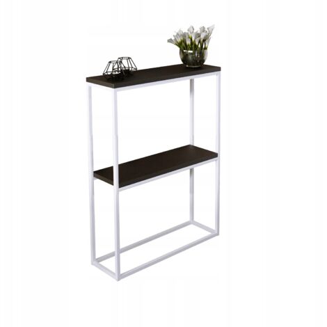 Consola doble recibidor 60x20 fabricada con perfiles 15x15 Blanco Negro Mate