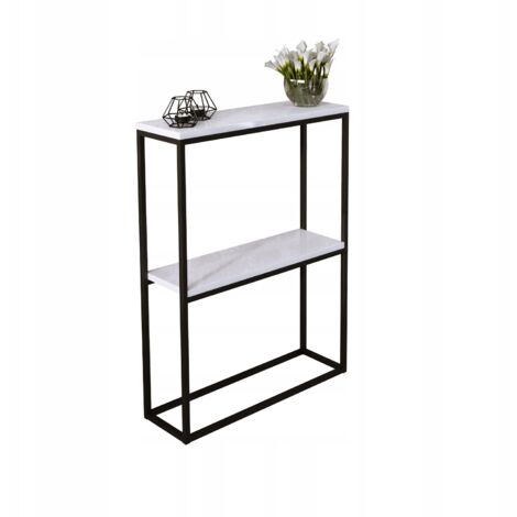 Consola doble recibidor 60x20 fabricada con perfiles 15x15 Negro Blanco Brillo