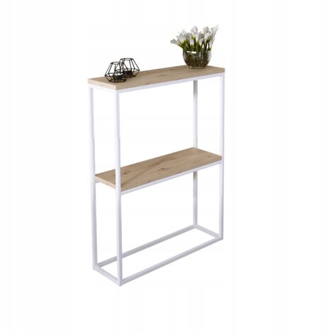 Consola doble recibidor 60x20 fabricada con perfiles 15x15 Roble Artesano Blanco Mate