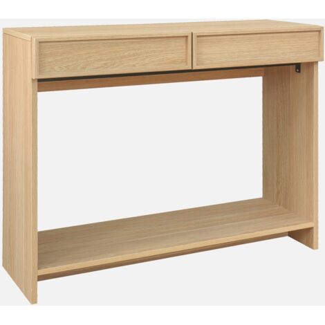 Consola efecto madera con 2 cajones y estante