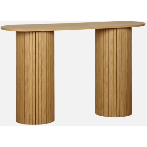 Consola escandinava ovalada efecto madera acanalada, 120cm