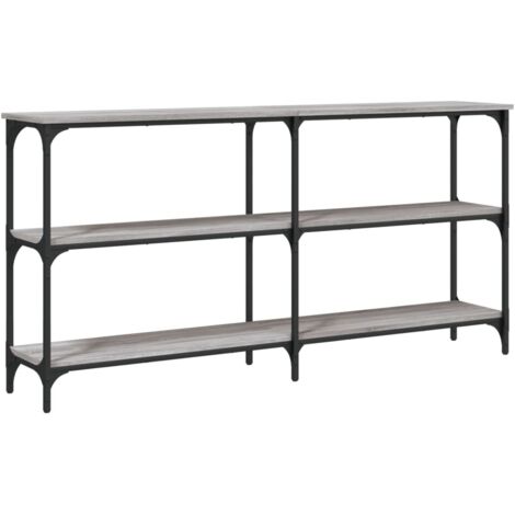 Consola estilo industrial con estantes 150 x 29 x 75 cm madera de ingeniería gris y metal DEC032218