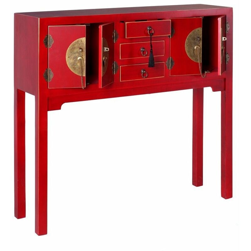 

Consola estilo oriental Roja, tres cajones