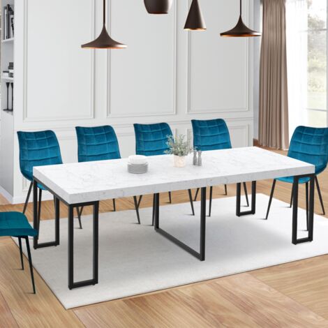 Consola extensible ALASKA, 10 plazas, efecto mármol blanco, 235 cm