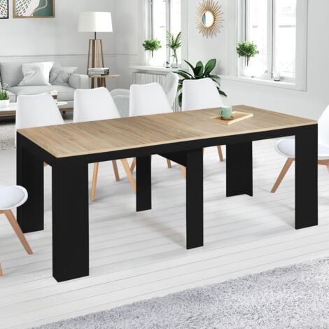 Consola extensible ORLANDO, 10 plazas, 235 cm, madera negra y haya