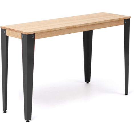 Consola Lunds 140x40x75cm Negra en madera maciza acabado natural estilo nórdico industrial Box Furniture