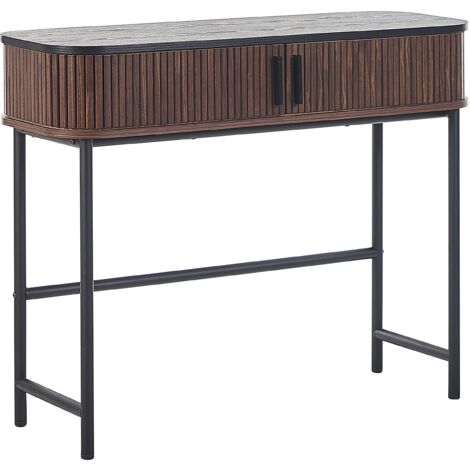 Consola madera oscura negro 100 x 35 cm puertas corredera rústico Jose