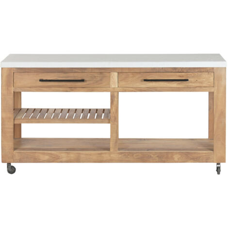Consola Madera Reciclada Mango 150X40X80 Ruedas