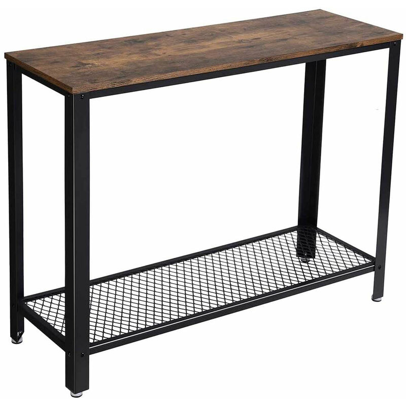 

Consola MADISON, Mesa auxiliar, Estilo industrial, Estante de malla, 100x35x80cm Pasillo, Entrada, Salón, Marrón Rústico/Negro